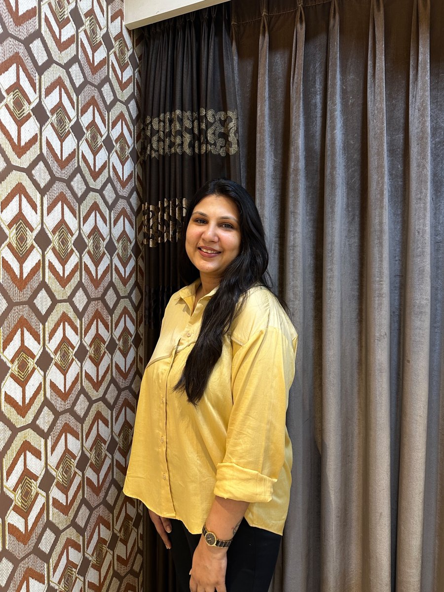 Varsha wearing the Leather Lace shirt