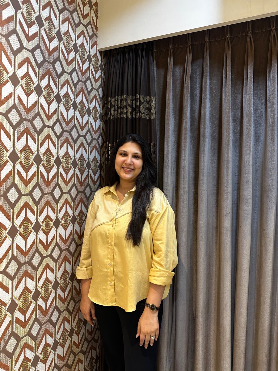 Varsha in the Leather Lace shirt, full view
